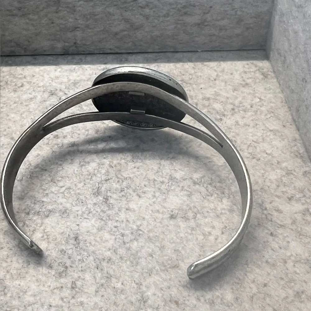 Silver Cuff Bracelet with Floral Design